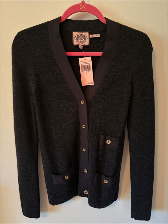 Juicy Couture Sweaters - Juicy Couture Y2K Vintage Charcoal Wool fitted V-neck button cardigan
